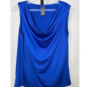 Covington Royal‎ Blue Cowl Neck Sleeveless Top M Medium Polyester Blend women